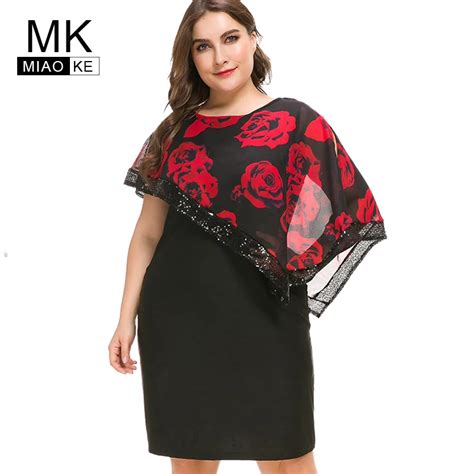 Miaoke Summer Plus Size Midi Floral Dress Women High Quality Clothing