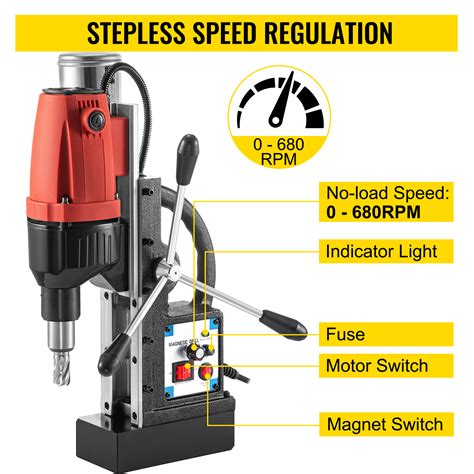 Vevor Magnetic Drill Rpm Stepless Speed Electromagnetic Drill
