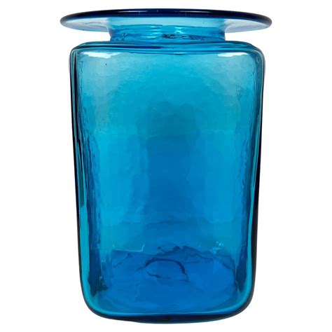 Midcentury Blue Glass Fish Vase By Blenko At 1stdibs