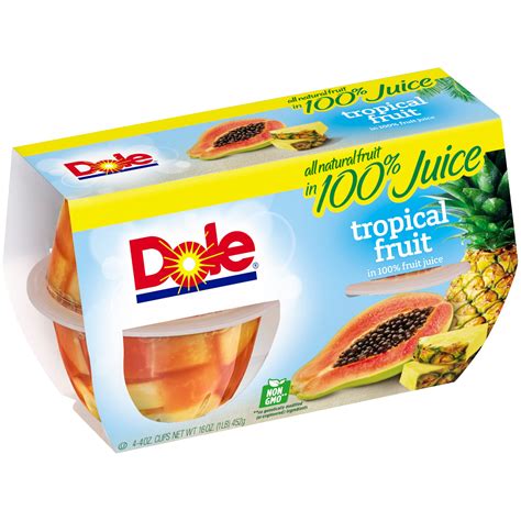 Dole Tropical Fruit In 100 Fruit Juice 4 Oz Cup 4 Count Box