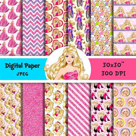 Barbie Digital Paper Printable Scrapbooking Background Etsy