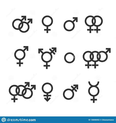 Gender Icon Female Male Gay Lesbian Transgender Bisexual Symbol Vector Illustration Flat