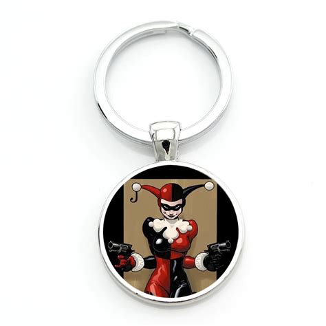New Harley Quinn Joker Glass Cabochon Keychain Case For Suicide Squad