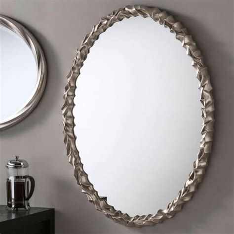 rippled silver round wall mirror contemporary homesdirect365