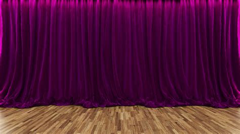 3d Rendering Theater Stage With Purple Curtain And Wooden Floor Stock