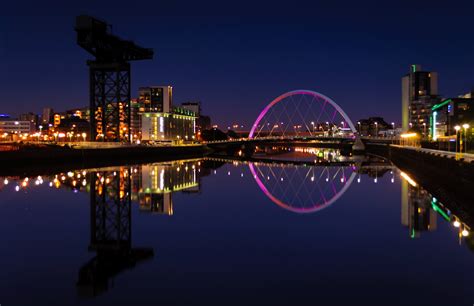 Blue Glasgow Cityscape 2k City Night Light University