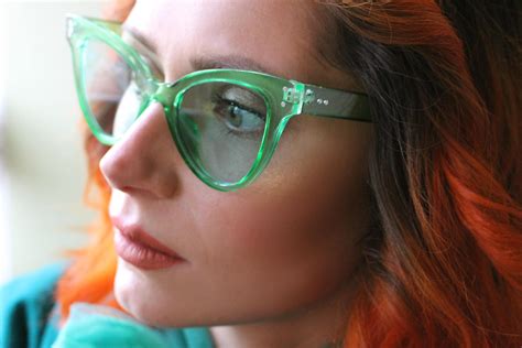 50 S 90 S Retro Green Tinted Cat Eye Clear Frames And Lenses Sunglasses