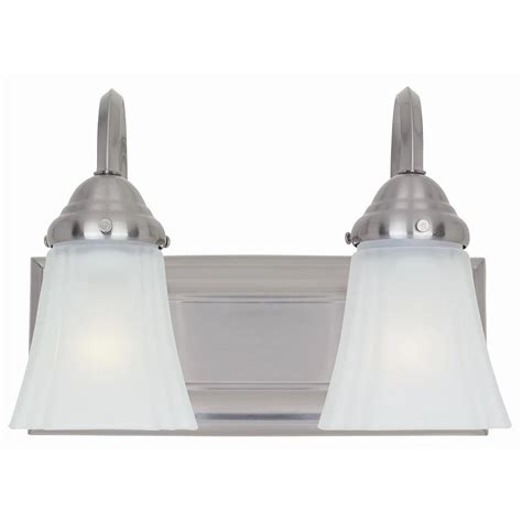 Hampton Bay 2 Light Brushed Nickel Vanity Light With Frosted Glass Shades The Home Depot Canada