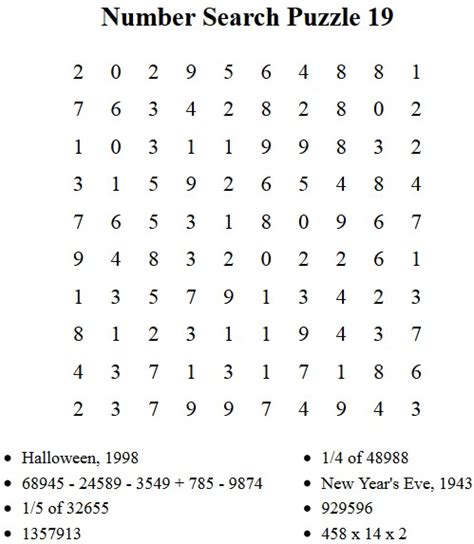 Free Puzzles To Print Number Search Puzzle 16