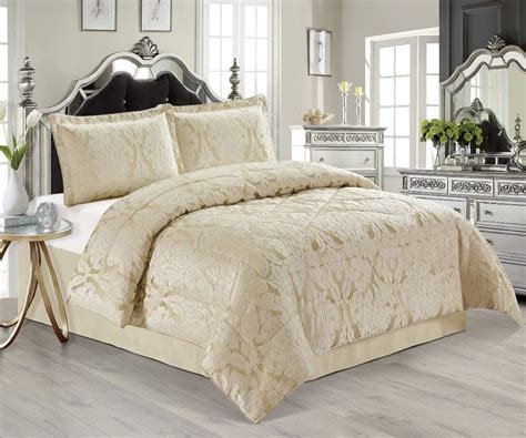 Luxurious Pcs Jacquard Bedspread Quilted Comforter With Matching