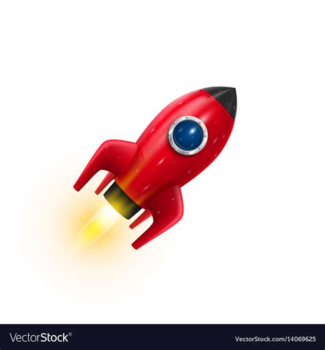 Rocket Red Icon 3d Realistic Object White Vector Image