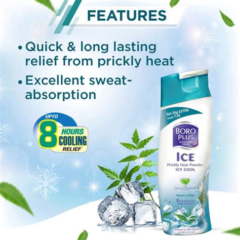 Boro Plus Ice Prickly Heat Powder Icy Cool Talc With Neem And Tulsi 8