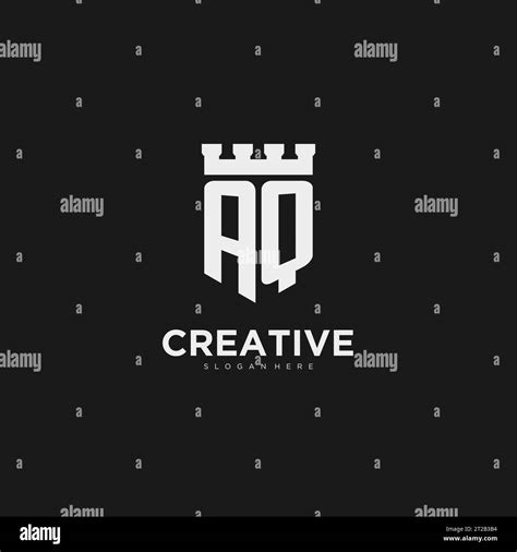 Initials AQ Logo Monogram With Shield And Fortress Design Vector