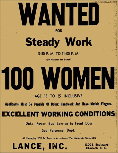 Lance Help Wanted Ad From Newspaper August 1945 Help Wanted Ads