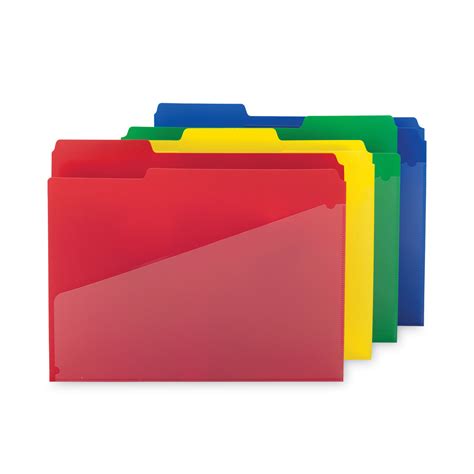 Poly Colored File Folders With Slash Pocket 13 Cut Tabs Assorted
