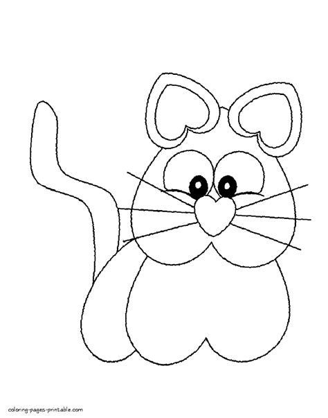 Valentine coloring sheets. Cat || COLORING-PAGES-PRINTABLE.COM