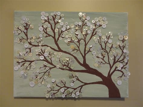 Made This Button Tree On Canvas Button Trees On Canvas Pinterest