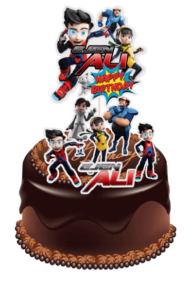Kek Birthday Ejen Ali Custom Name Happy Birthday Cake Topper Ejen Ali