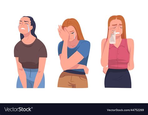 Crying Woman Character Weeping And Sobbing From Vector Image