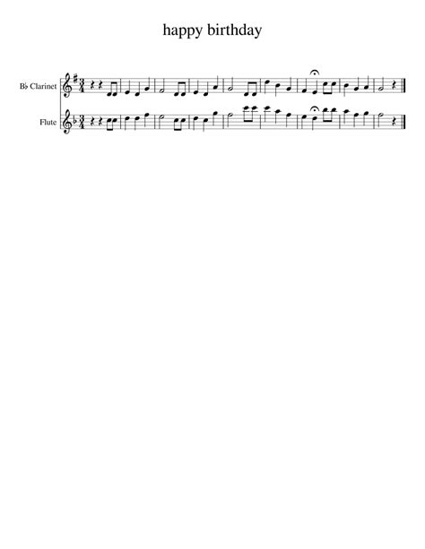 Happy Birthday Sheet Music For Flute Clarinet In B Flat Woodwind Duet