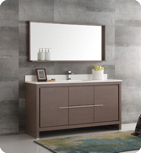 Add style and functionality to your bathroom with a bathroom vanity. Fresca FVN8119GO-S Allier 60" Gray Oak Modern Single Sink ...