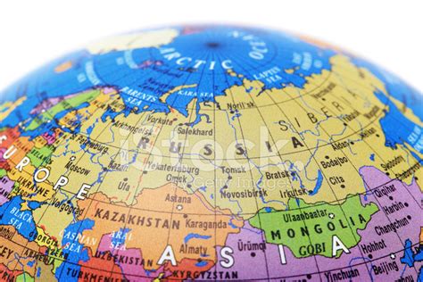 Stock Photo De Un Globe Terrestre Montrant La Russie Avec Un Fond Blanc
