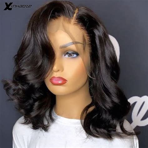 Natural Black Lace Front Human Hair Wigs For Women Pre Plucked