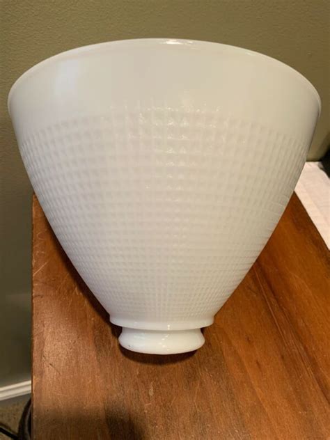 VINTAGE Corning WHITE MILK GLASS TORCHIERE LAMP SHADE WAFFLE DIFFUSER