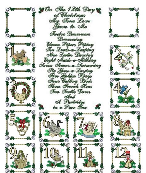 Lyrics To The 12 Days Of Christmas Printable