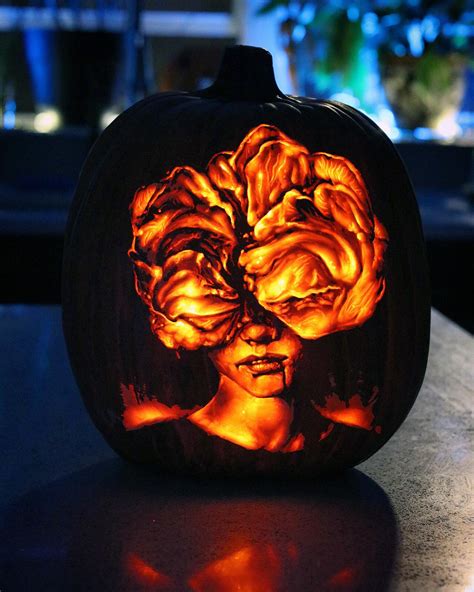 Here Is A Foam Pumpkin I Carved Of A Pretty Clicker Lady Based On The Last Of Us For Spooky