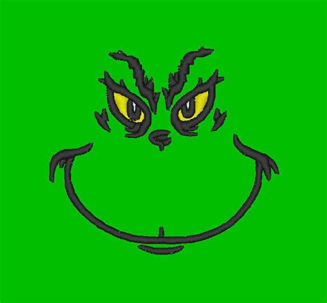 Grinch Face 5x7 And 6x10 Machine Embroidery By Handmadeappalachia