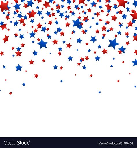 Red And Blue Stars Confetti Falling On White Vector Image
