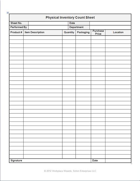 Inventory Count Sheet Template Double Entry Bookkeeping