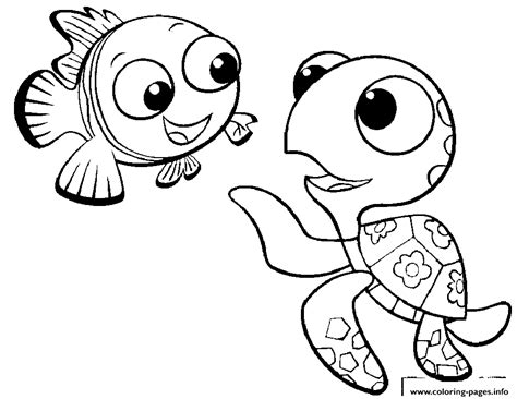 More 100 coloring pages from cartoon coloring pages category. Finding Nemo And Crush Coloring Pages Printable