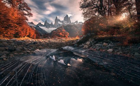 Wallpaper Id 572617 Sky Mountains Sun Patagonia Chile Landscape