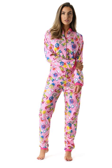 Just Love Printed Flannel Adult Onesie Pajamas 95813 1c L Peace Love