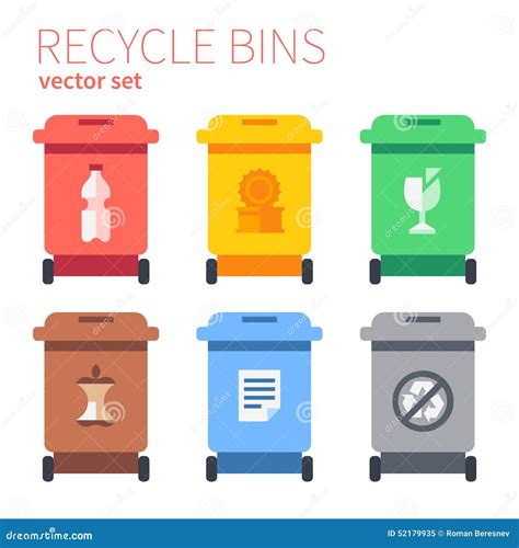 Classic Dustbins For Separate Collection Stock Vector Image 52179935