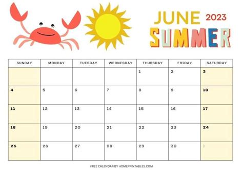 June 2023 Calendar Templates Free Download