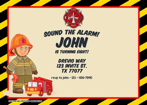 Fireman Party Invitations Free Printable
