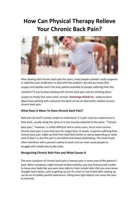 Ppt How Can Physical Therapy Relieve Your Chronic Back Pain Powerpoint Presentation Id