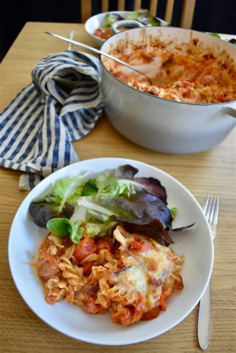Tip into a heatproof 2.1 litre (3¾ pint) dish and sprinkle with parmesan. Chicken and Chorizo Pasta Bake - fabulous family food by ...