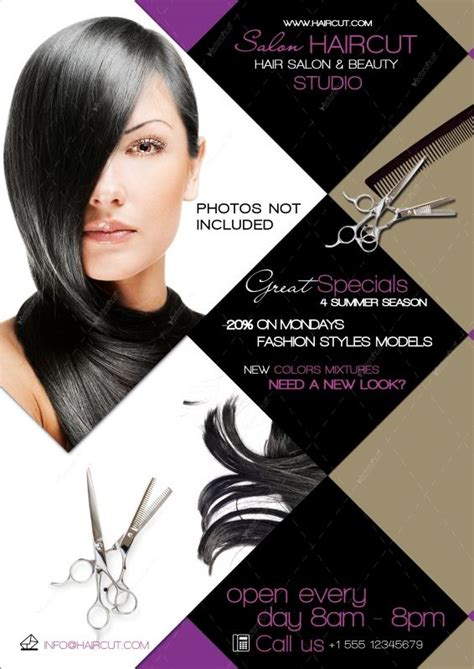 This beauty salon flyer template is a unique & stylish flyer for hair salons, beauty salon, beauty parlours and spas. Graphic File 13513 Hair Salon Flyer Psd