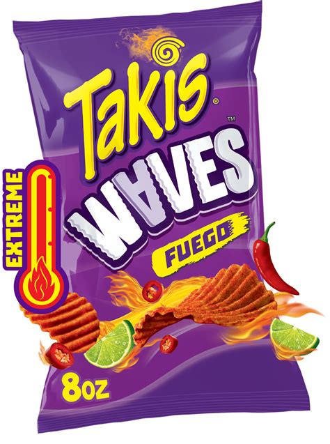 Takis Fuego Waves 8 Oz Sharing Size Bag Hot Chili Pepper And Lime Wavy
