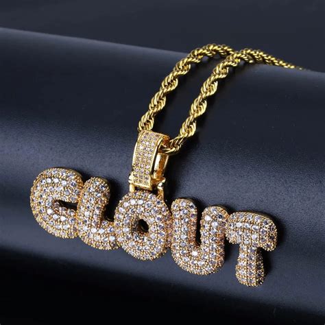 Custom Personalized Name Necklaces Gold Silver Bubble Letters Iced Out