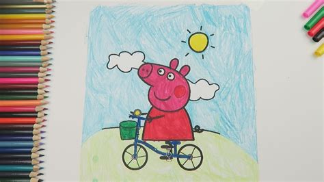 Peppa Pig Riding a Bike Coloring Page | Colored by 7 Year ...
