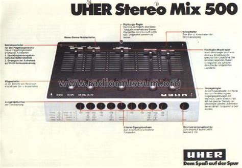 stereo mix 500 a124 ab 512401001 ampl mixer uher werke münchen radiomuseum