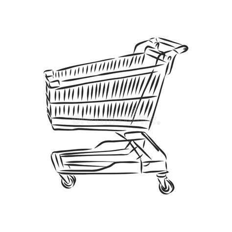 Vector Sketch Illustration Trolley For Shopping Shopping Cart Vector Sketch Illustration