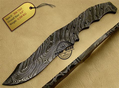 Blank Blade Damascus Knife Custom Handmade Damascus Steel Hunting Full