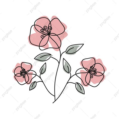 Flower Line Art Vector Hd Png Images Cute Minimalist Flower Line Art