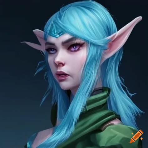 Character Design Of A Sad Elf Archer With Blue Hair On Craiyon